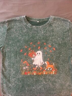 Kids Ghost & Dog Graphic Tee in Green